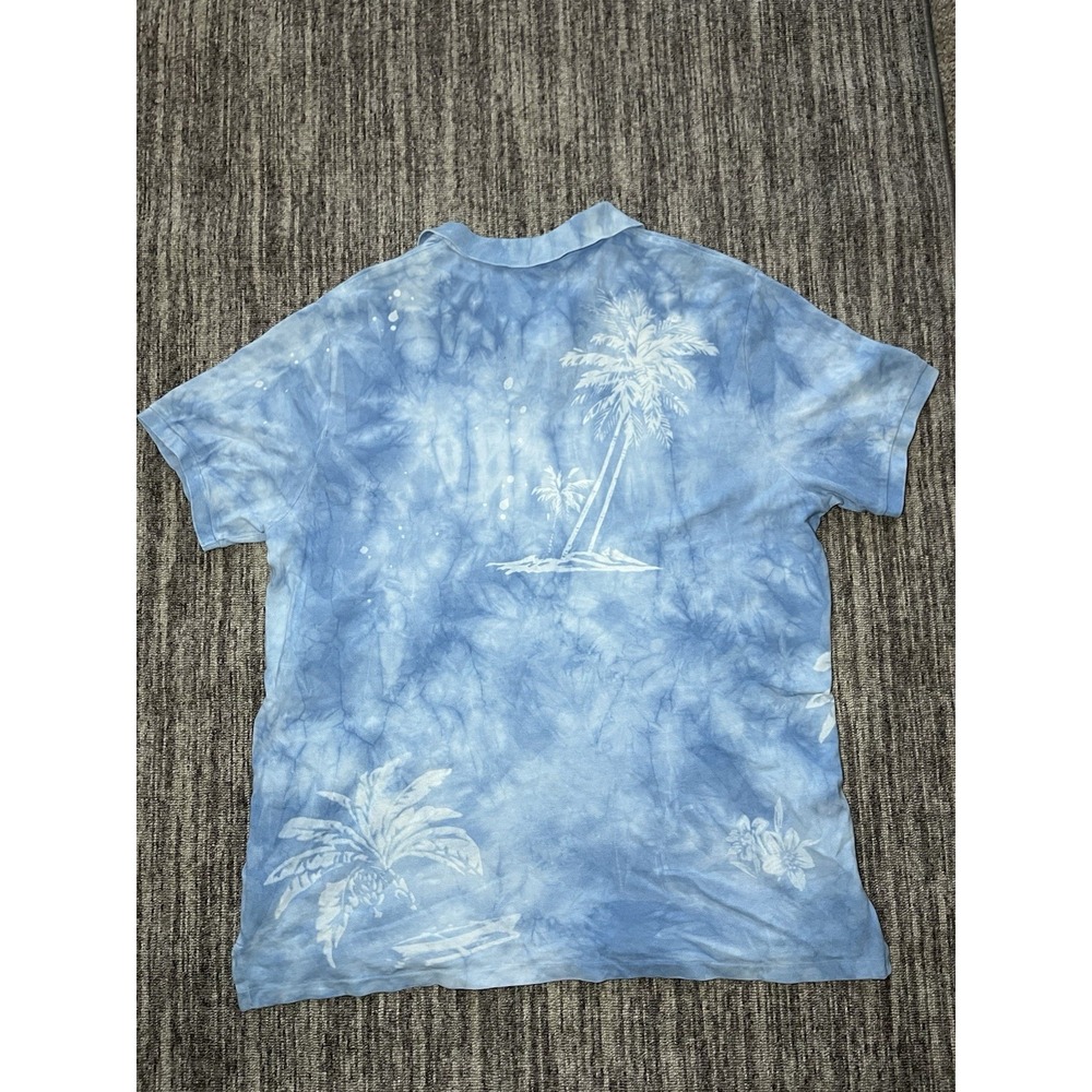 Polo Ralph Lauren Custom Slim Fit Men's 2XL Blue/White Tie-Dye Tropical Polo - Picture 4 of 7